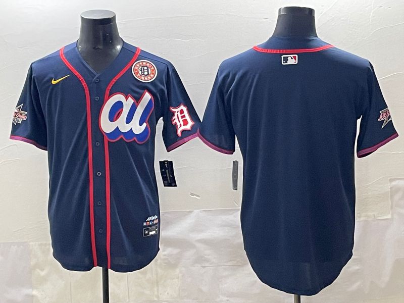 Men 2025 Detroit Tigers Blank Drak Blue All star Blank Blue Nike MLB Jersey style 2